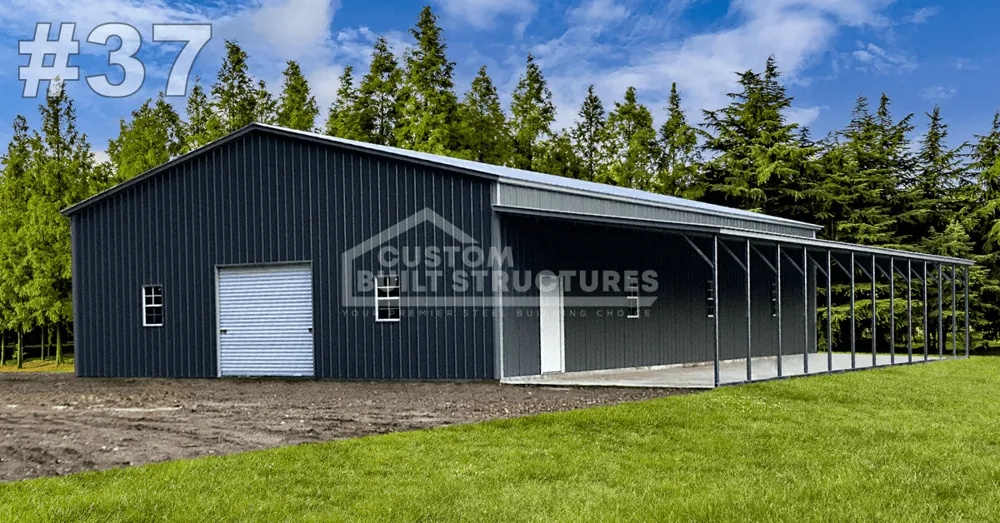 #37 38x51x12 Custom Metal Building with Lean-to